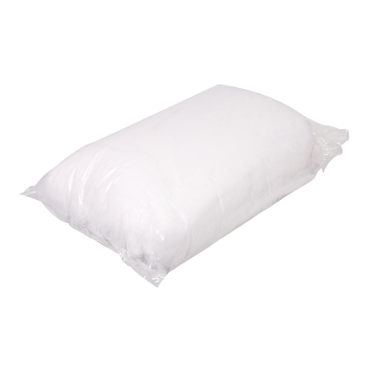 A large bag of white polyester filling, vacuum-sealed in clear plastic packaging. The filling appears soft, fluffy, and lightweight. Ideal for stuffing calico toys, soft sculptures, and textile projects.