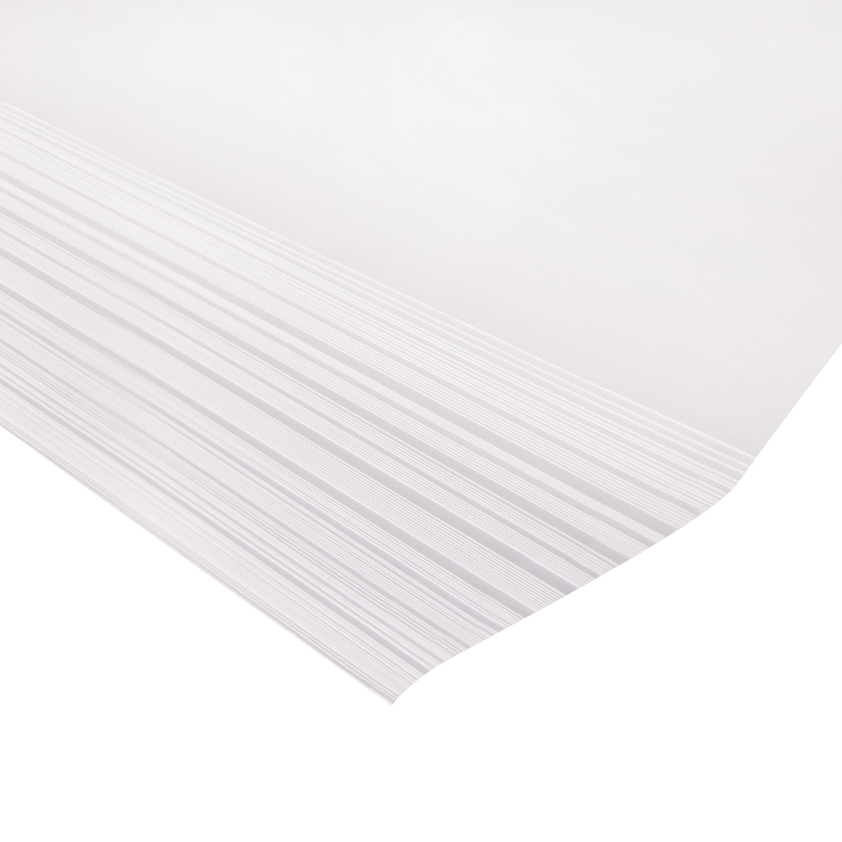 A close-up angled view of stacked White Cardboard A4 (Pasteboard) sheets highlights the crisp white finish and layered edges. The smooth surface and thin yet sturdy 250gsm construction are visible, showing the material’s suitability for cutting, model making, collage and classroom craft activities.