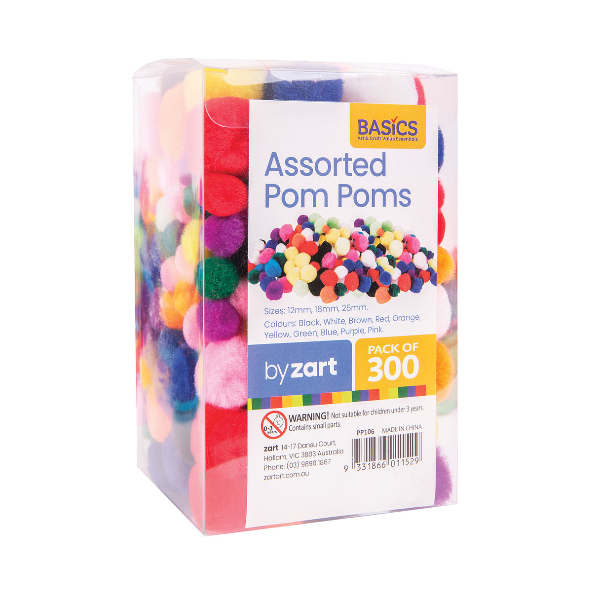 Zart Basics Pom Poms Assorted Pack of 300