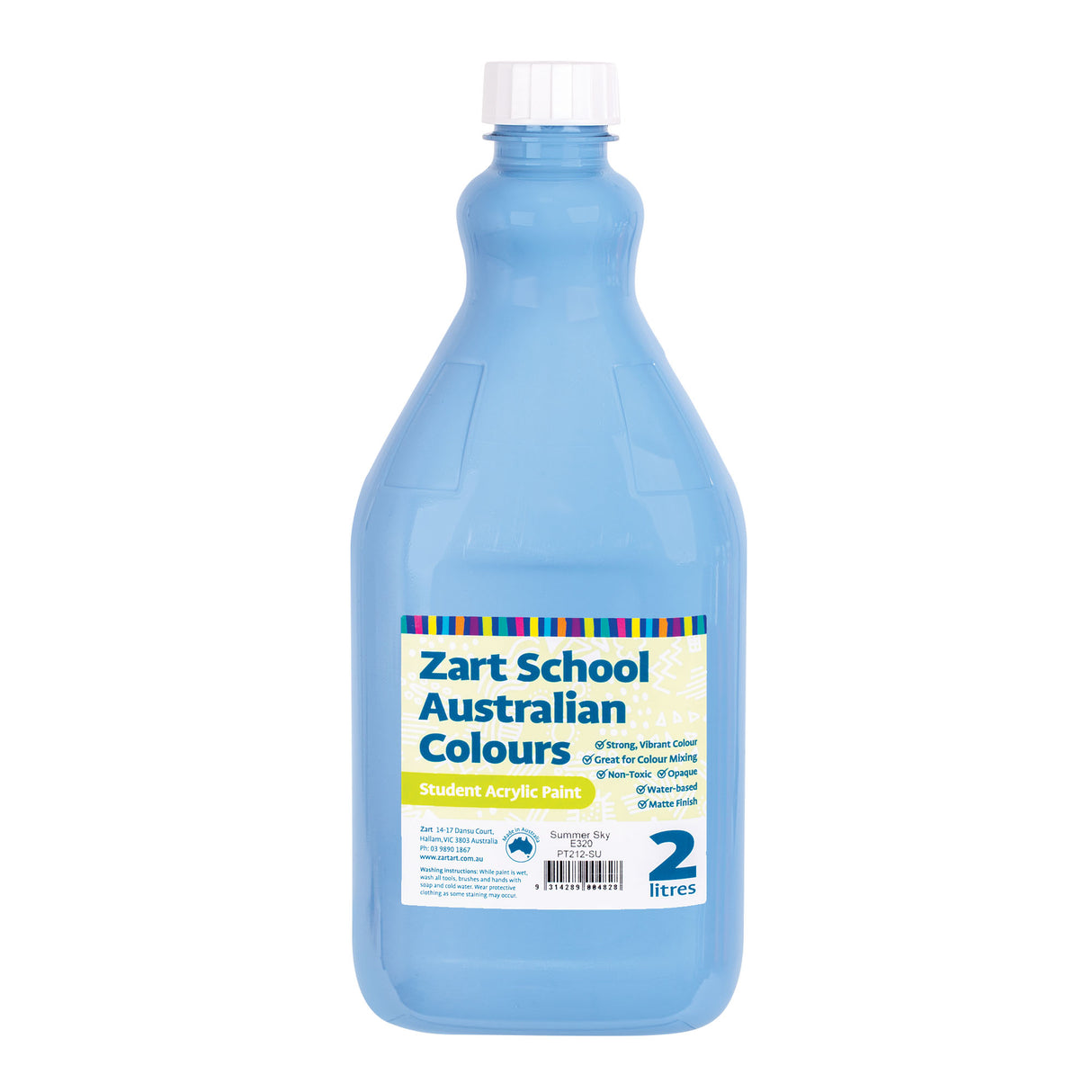 Zart School Australian Colours Acrylic Paint 2L Pack of 6 - Zart