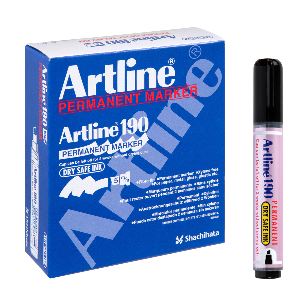 Artline 190 Dry Safe Permanent Marker Black Pack of 12 - Zart