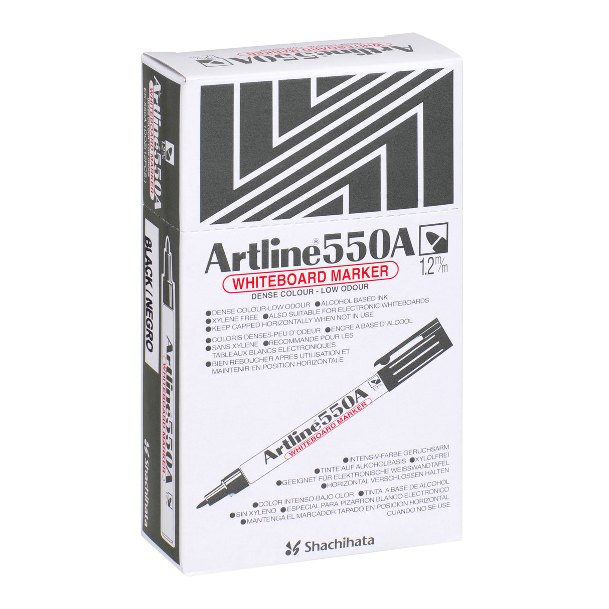 Artline 550A Whiteboard Marker Black Pack of 12 - Zart
