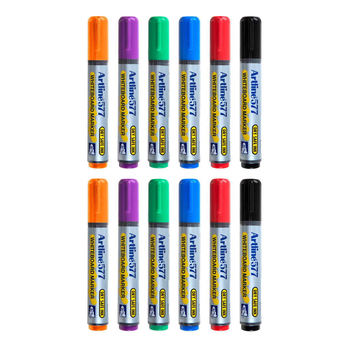 Artline 577 Whiteboard Markers Asst Pack of 12 - Zart
