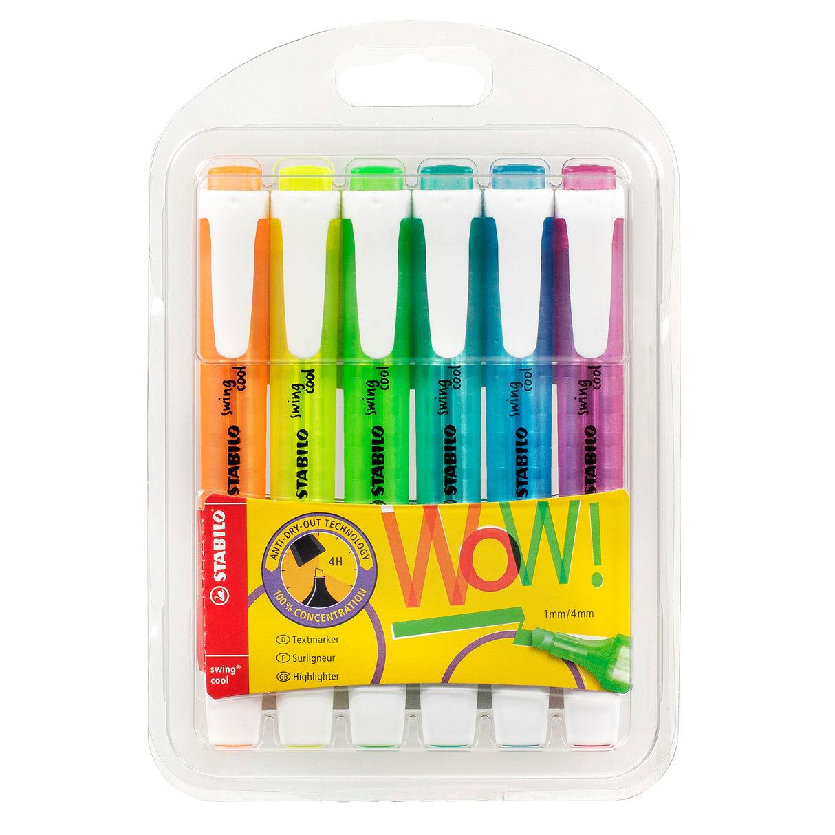 Stabilo Swing Cool Highlighter Asst Colours Pack of 6 - Zart