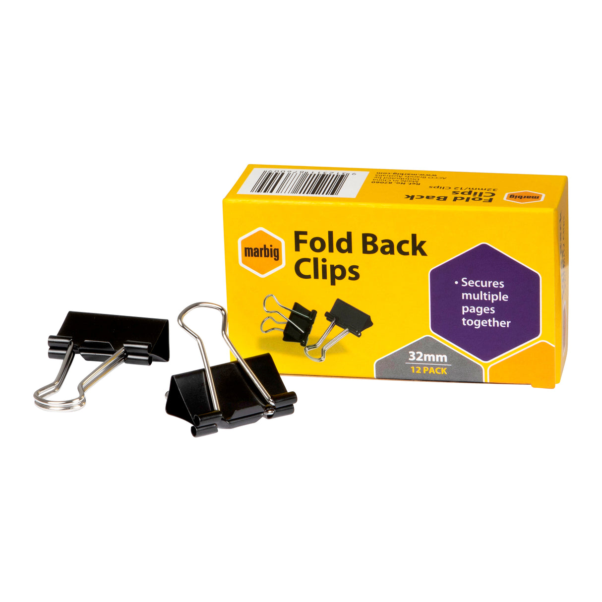 Marbig Fold Back Clips Box 12 - Zart