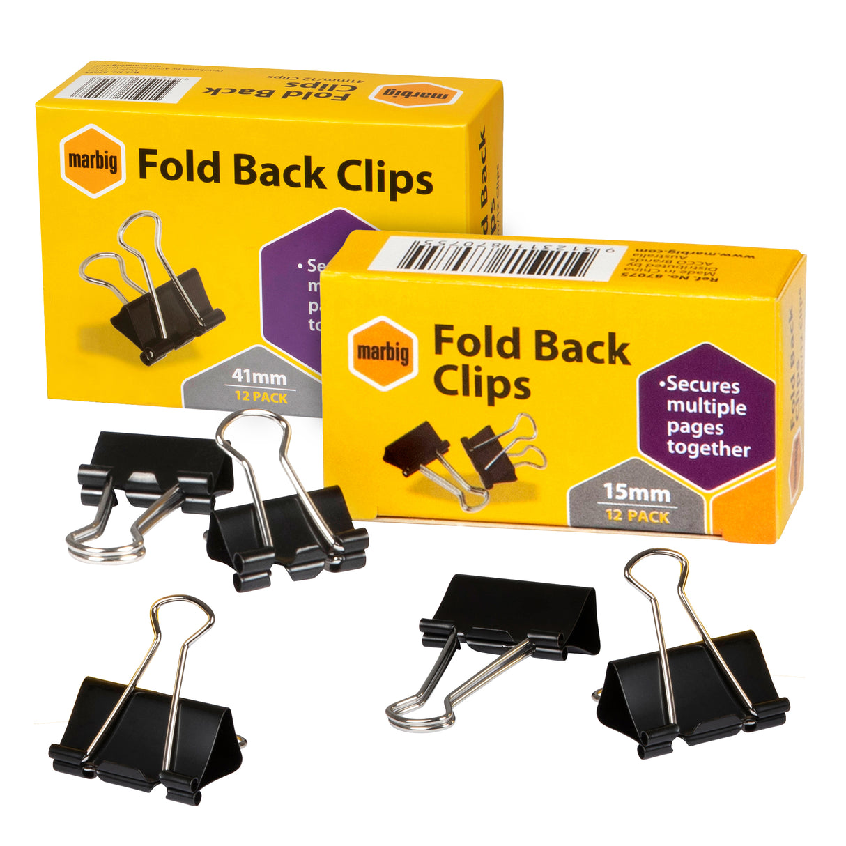 Marbig Fold Back Clips Box 12 - Zart