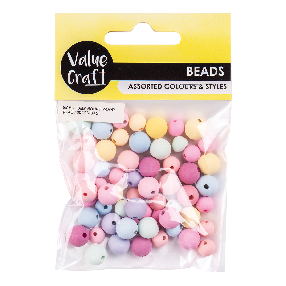Wooden Beads Pastel Colours Pack of 60 - Zart