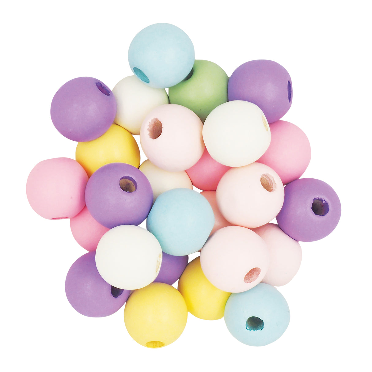 Wooden Beads 16mm Pastel Colours 250g