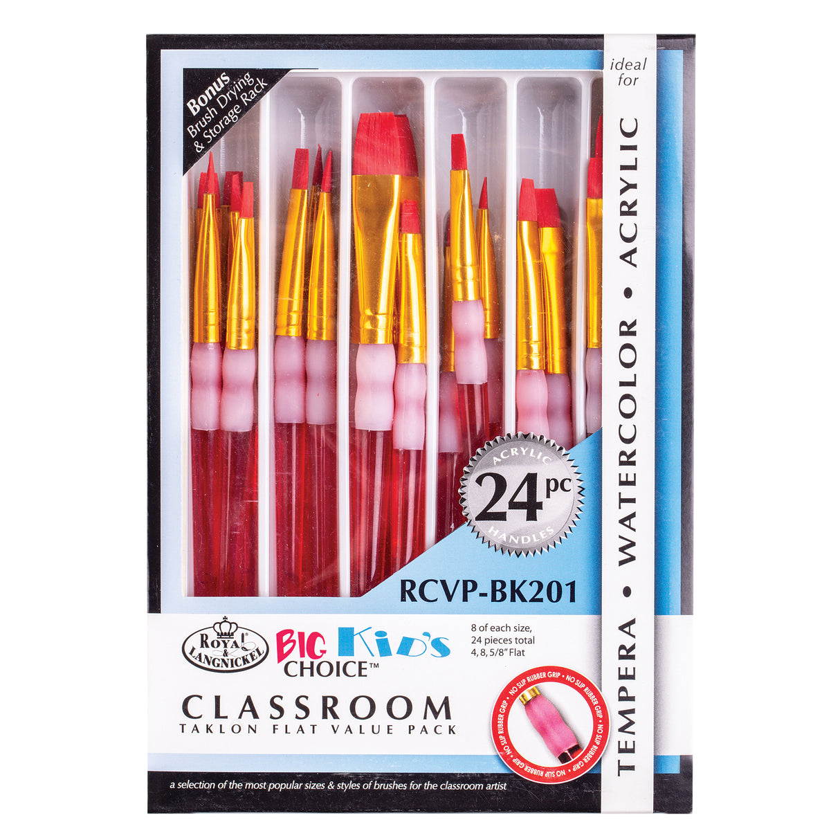 Taklon Brush Set Flat Assorted Classpack of 24 - Zart