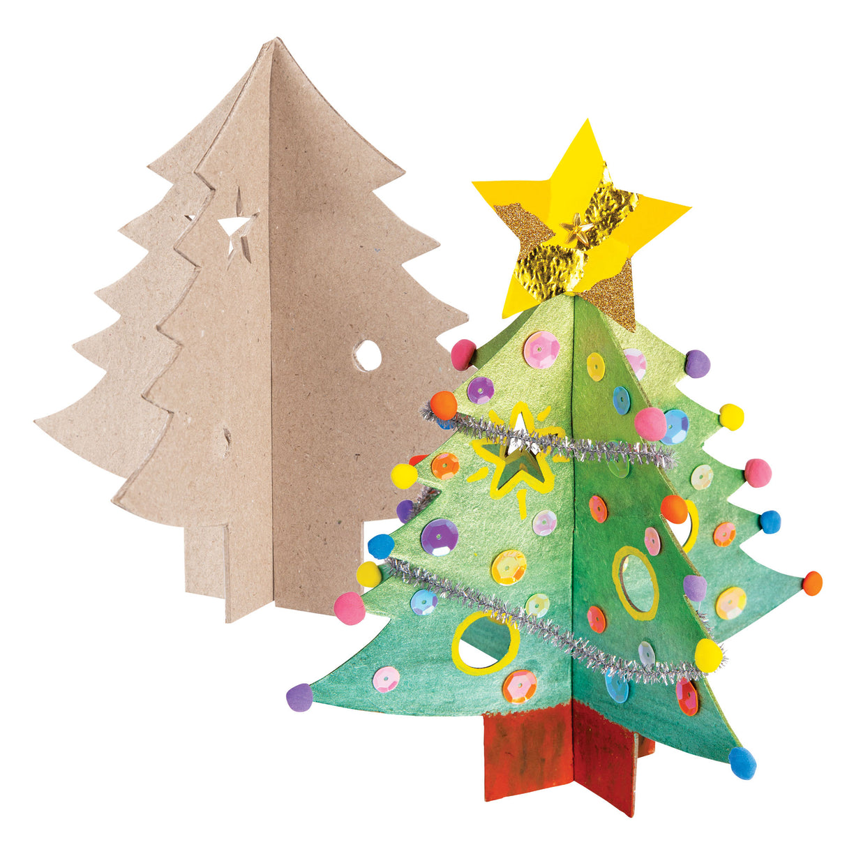 Zart Papier-mache 3D Interlocking Christmas Trees Pack of 10