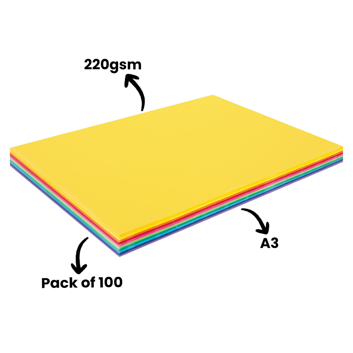 Coloured Cardboard By Zart 220gsm Pack of 100 - Zart