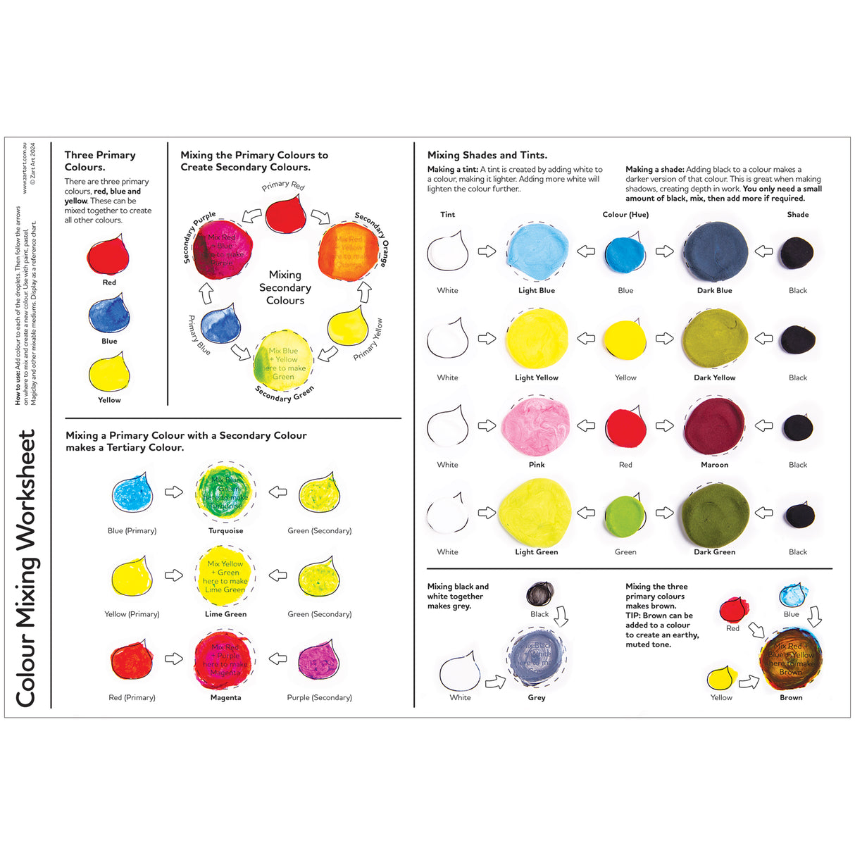 Colour Mixing Worksheet Pack of 10 - Zart