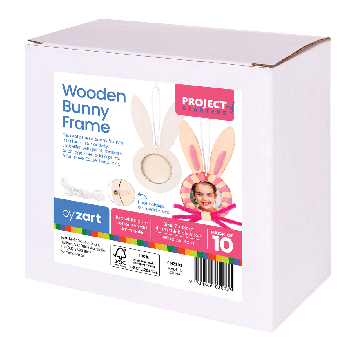 Wooden Bunny Ears Frame Pack of 10 - ZART