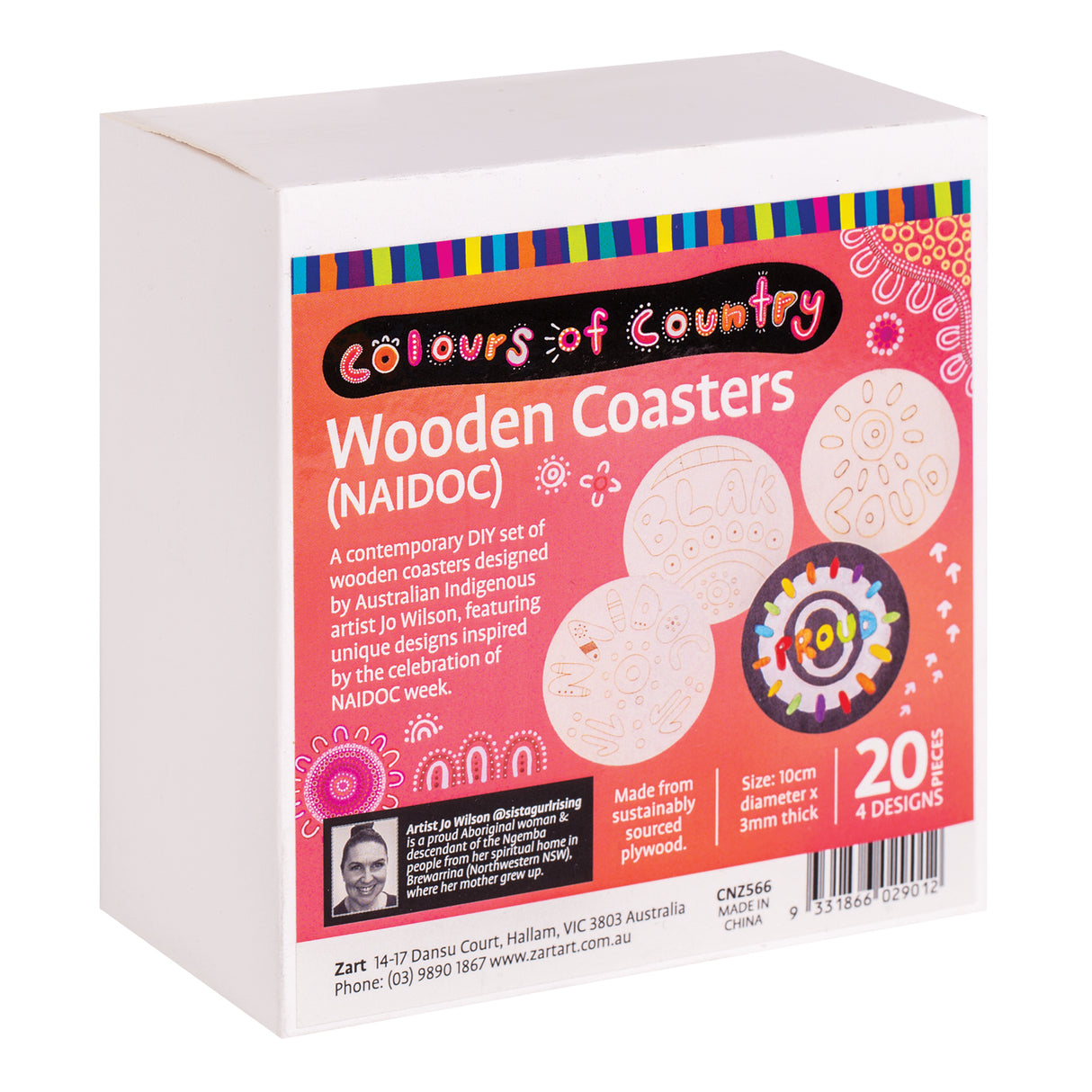 Wooden Coaster NAIDOC Pack of 20 - Zart