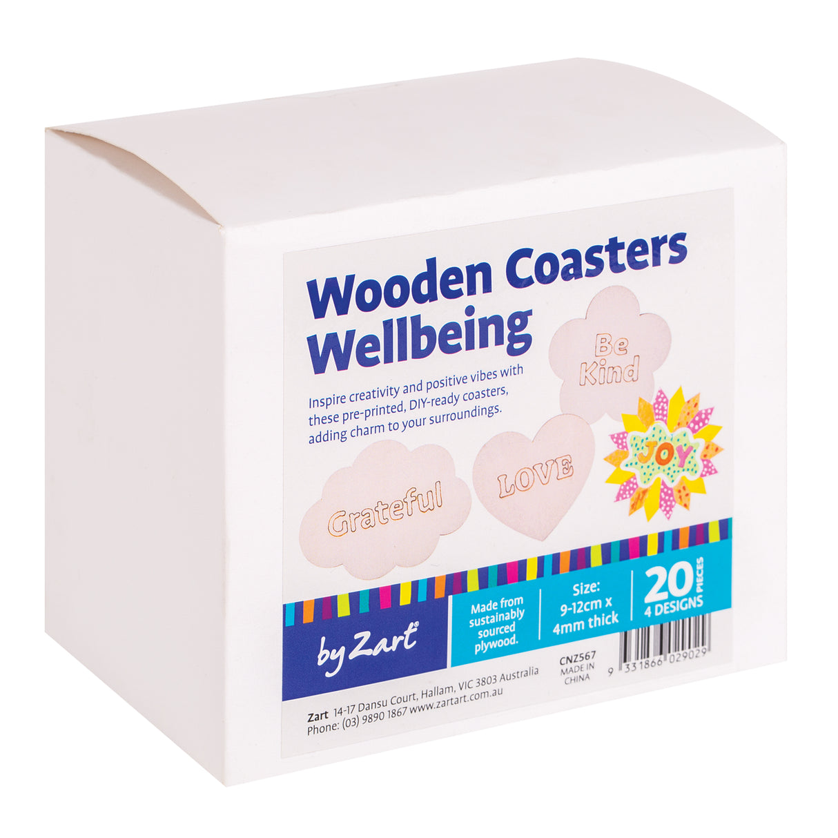 Wooden Coaster Wellbeing Pack of 20 - Zart