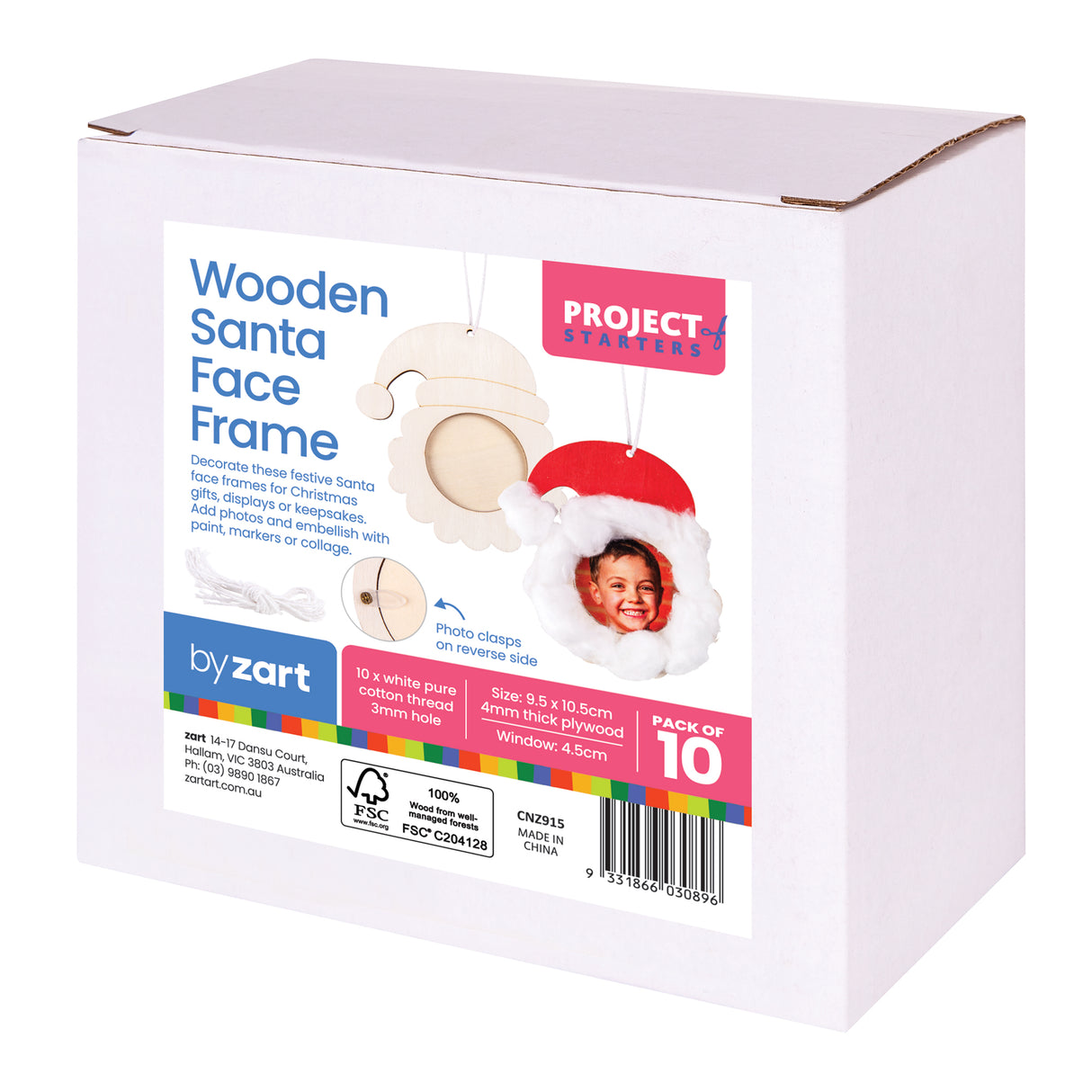 Wooden Santa Face Frames Pack of 10 - ZART