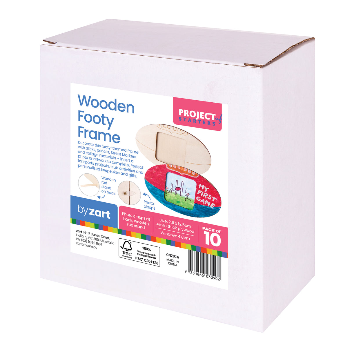 Wooden Footy Frame Pack of 10 - ZART