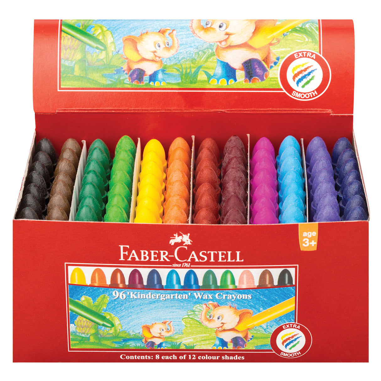 Faber-Castell Kindergarten Crayons 12 Colours Pack of 96 - Zart