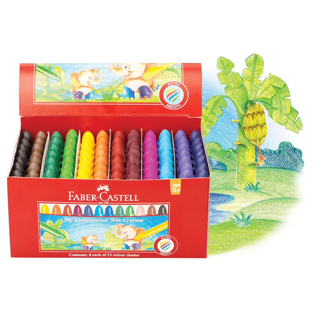 Faber-Castell Kindergarten Crayons 12 Colours Pack of 96 - Zart