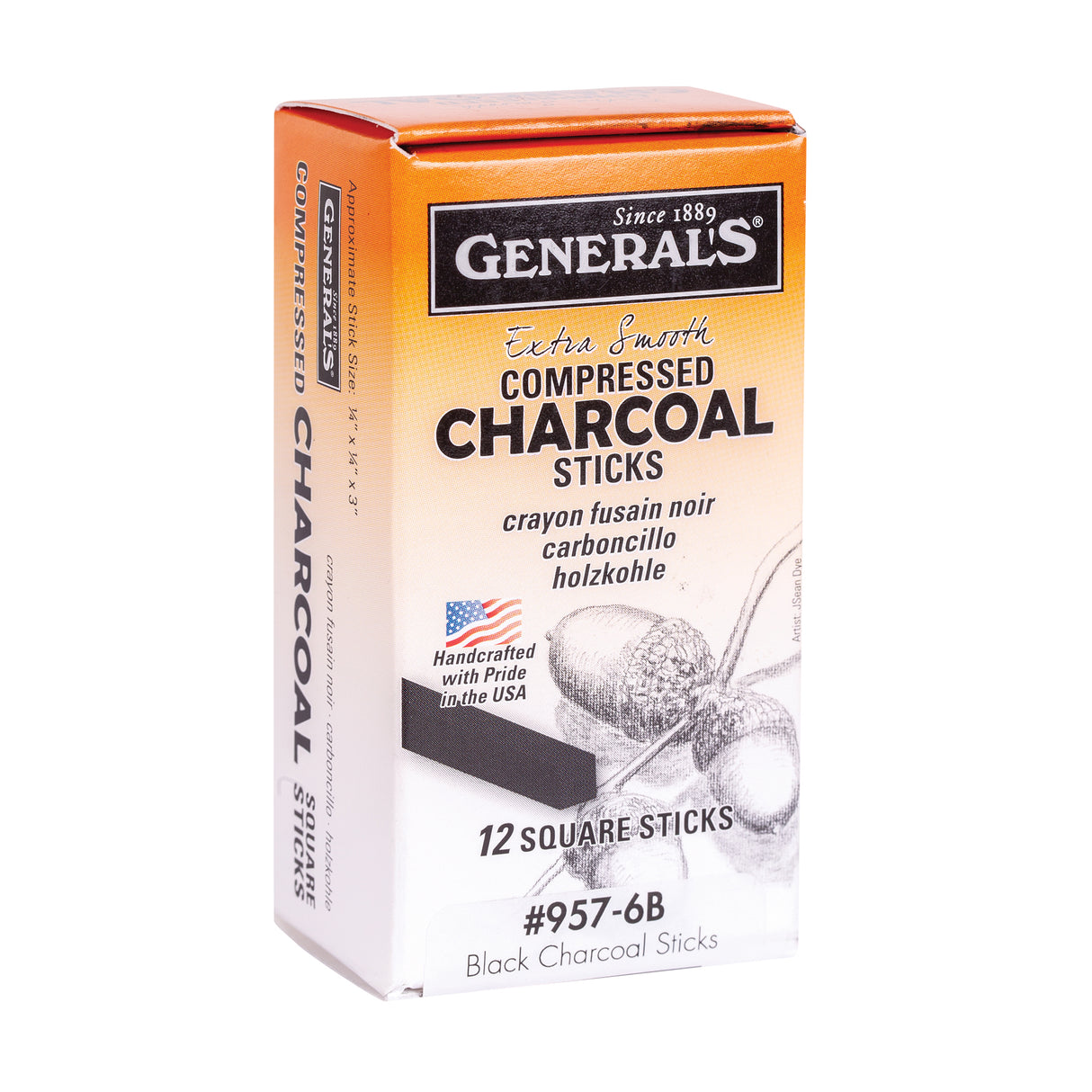 Generals Compressed Charcoal Black 6B Pack of 12 - Zart