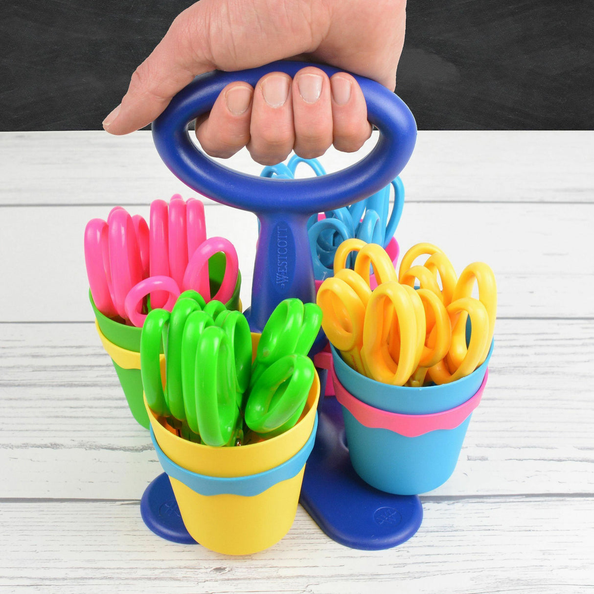 Westcott Carry Caddy with 24 Scissors in Green, Orange, Pink, and Blue - Zart