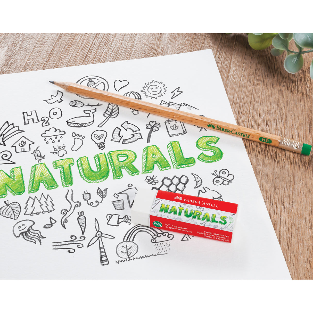 Faber-Castell Naturals PVC-free Eraser Large Pack of 20 - Zart