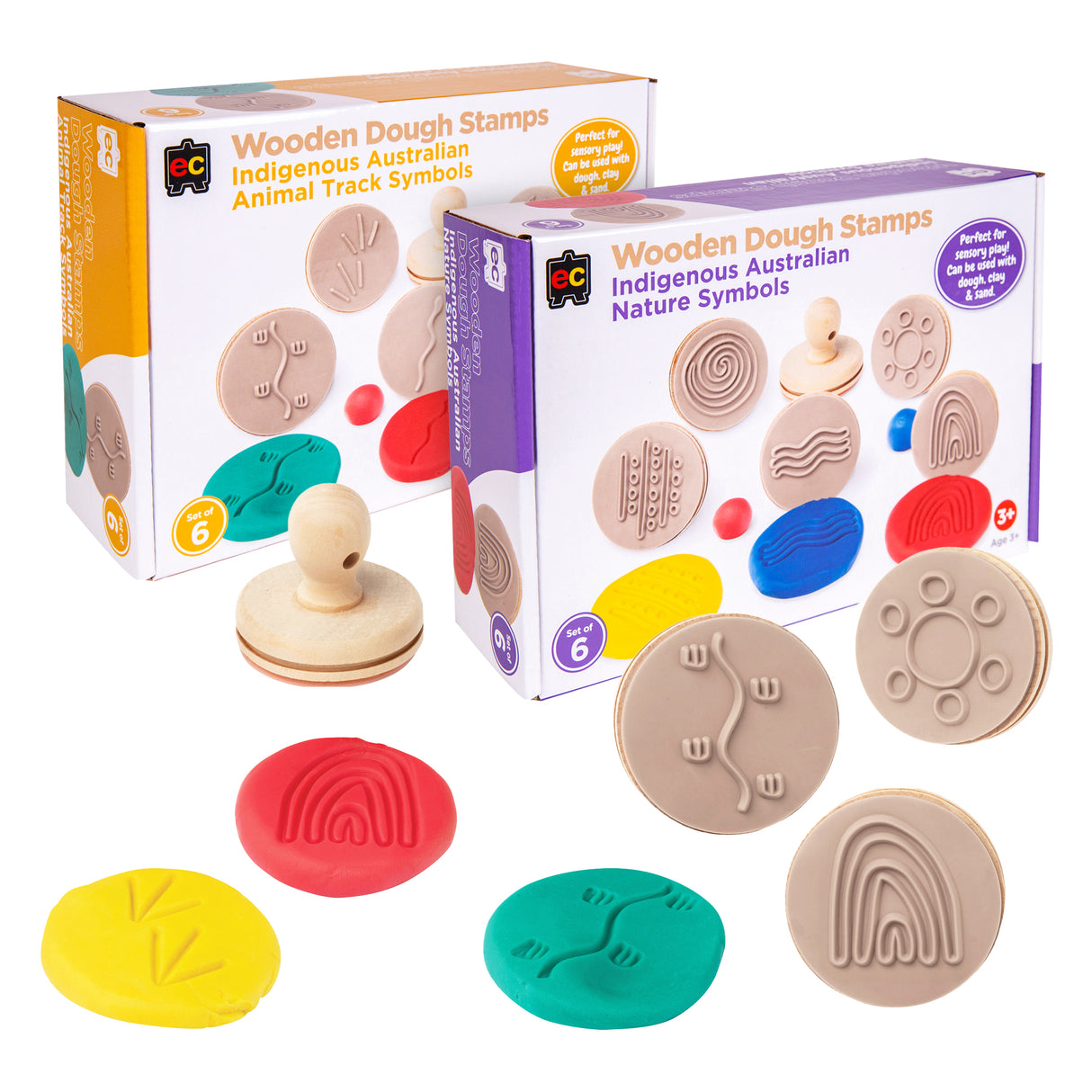EC Wooden Dough Stamps Pack of 6 (Indigenous Australian) - Zart