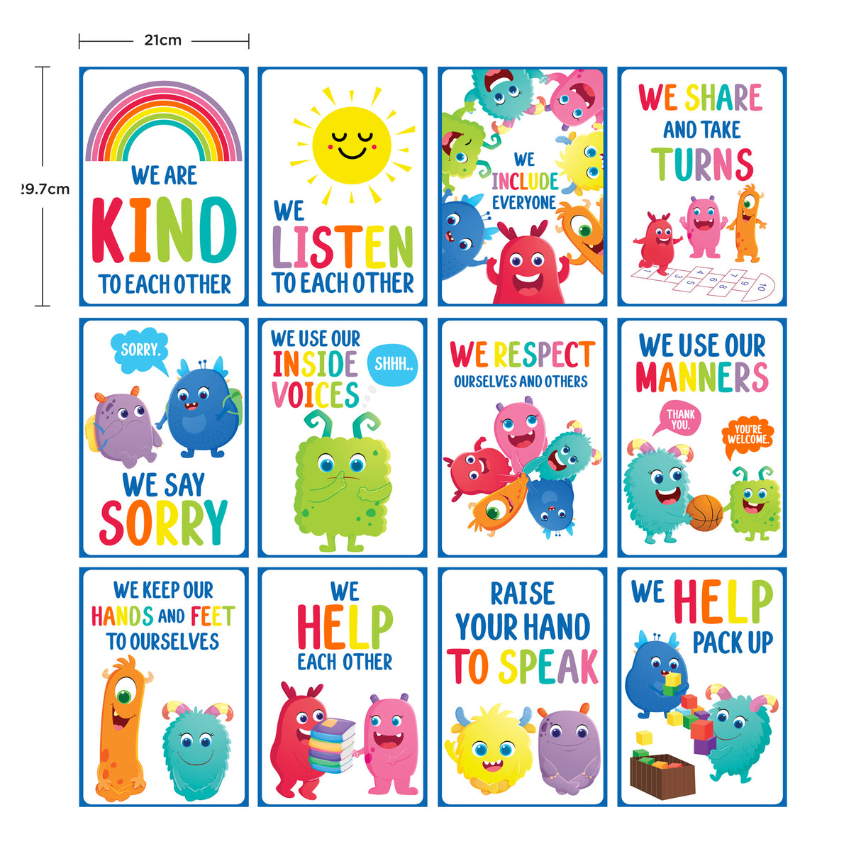 Giggle & Grow Classroom Rules Poster Set of 12 - Zart