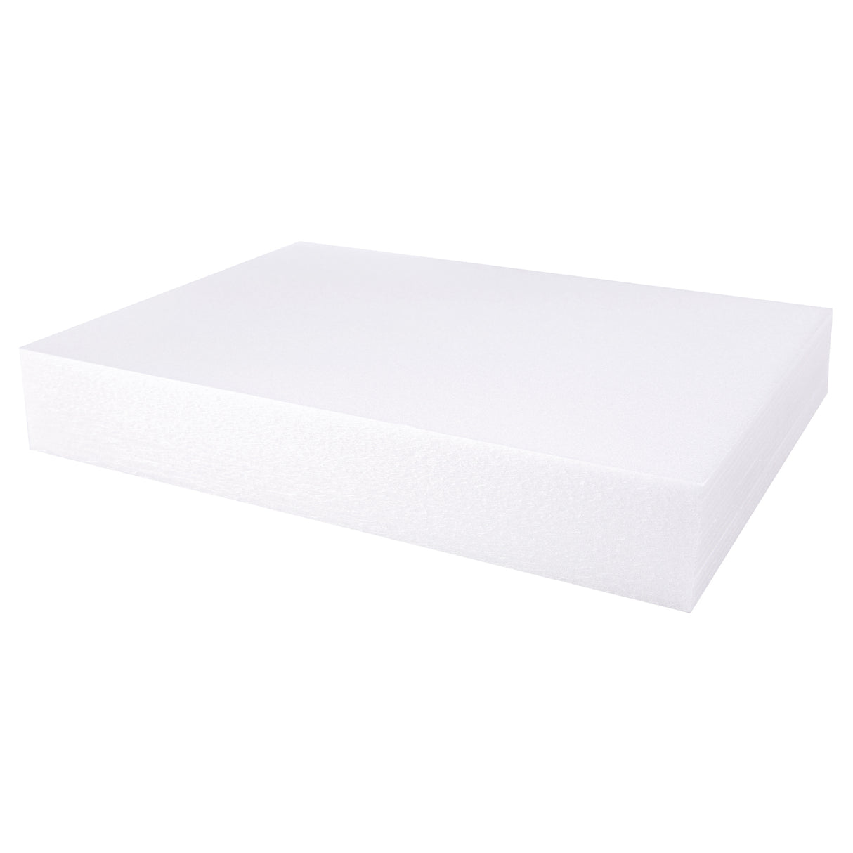 Stack of white print foam sheets photographed on a plain white background. The sheets are neatly aligned, showing smooth surfaces and slightly textured edges. The foam appears lightweight and flexible, suitable for etching with pencil or pen and printing in classroom or studio settings.