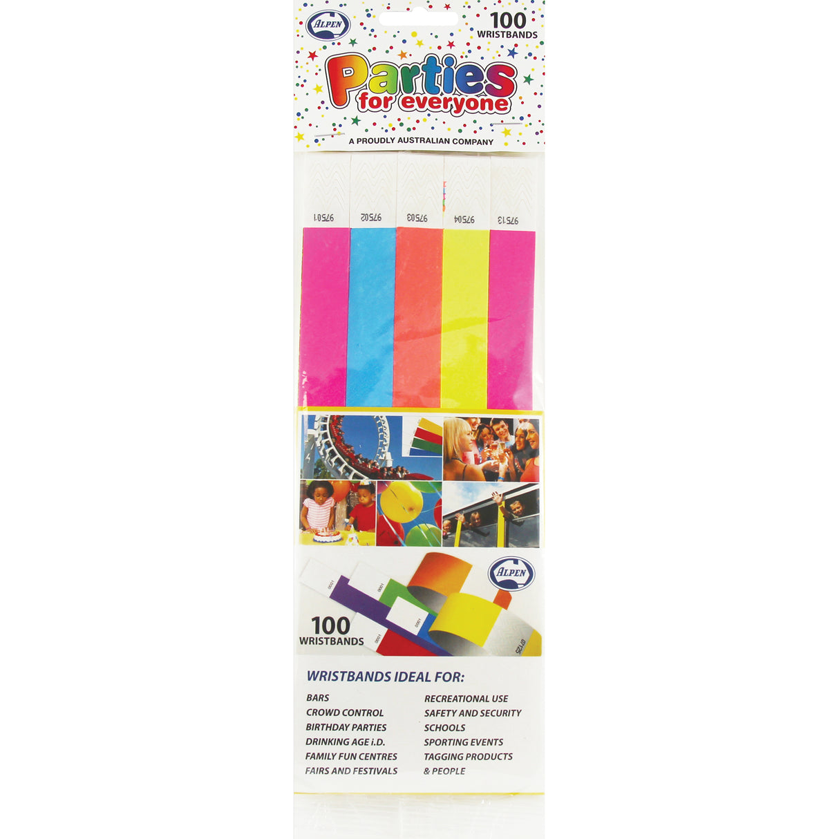 Tyvek Wristband Assorted Colours Pack of 100 - Zart
