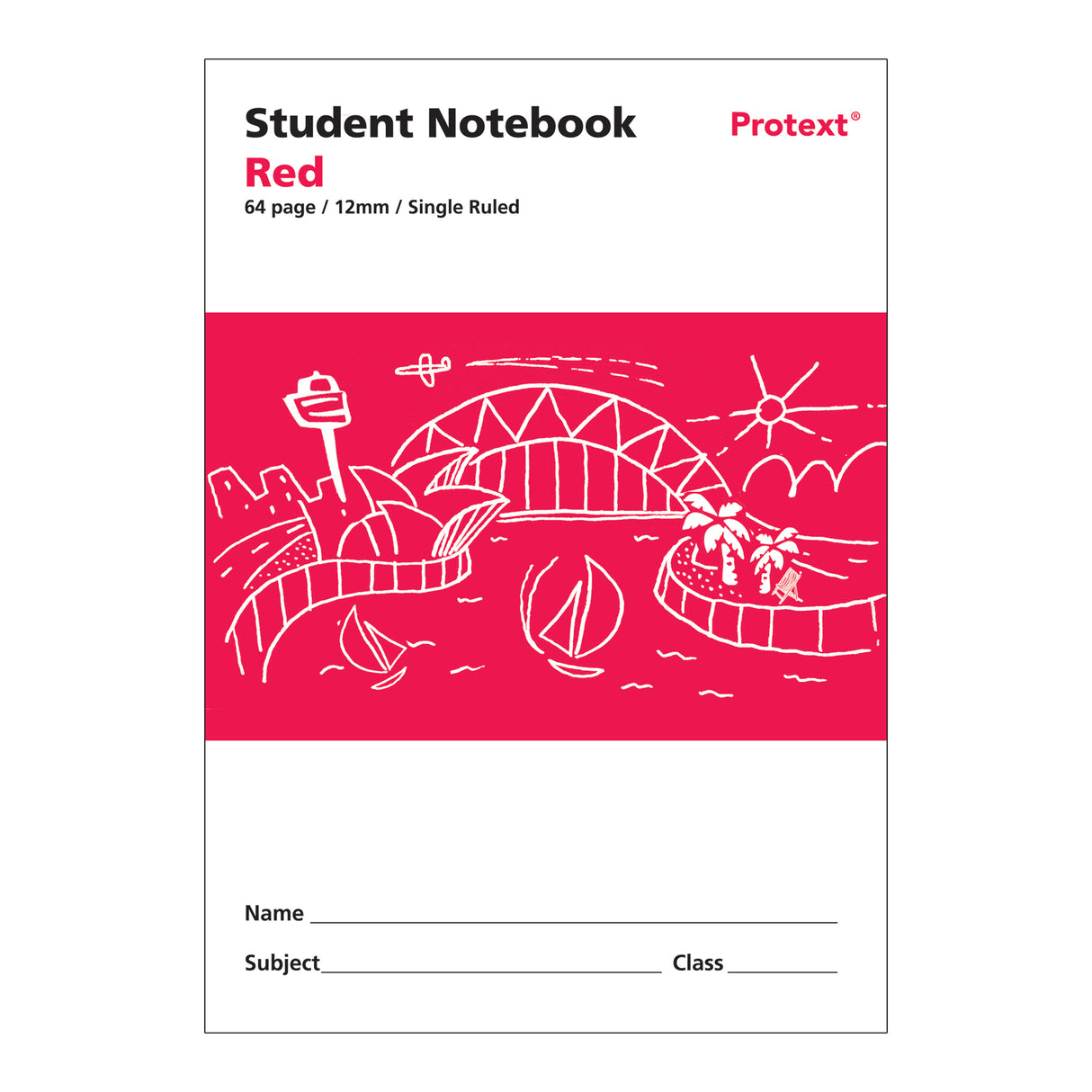 Writer Student Notebook Red 12mm Ruled 240 x 175mm Portrait 64 pages - Zart