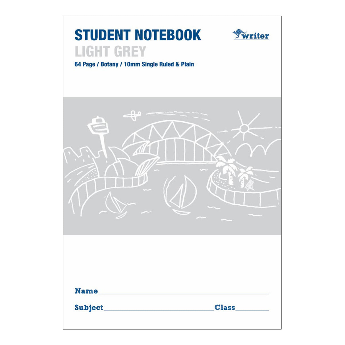 Writer Student Notebook Dark Grey 10mm Ruled 240 x 175mm Portrait 64 pages - Zart