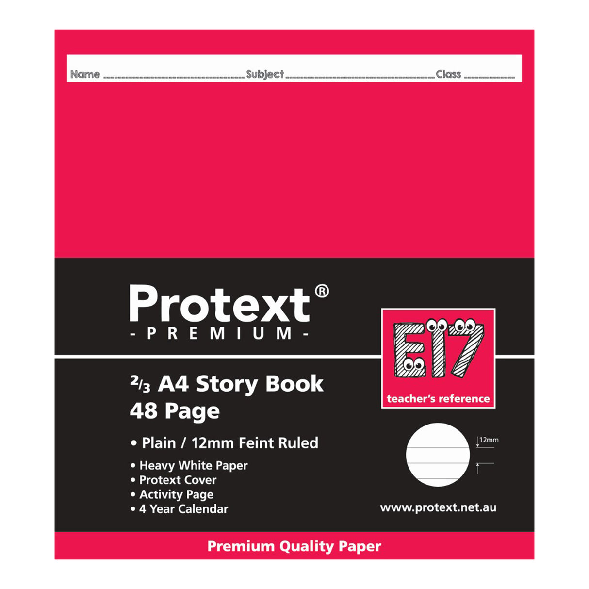 Protext Story Book 210x190mm 48 pages, Plain top & 12mm Ruled Bottom - Zart