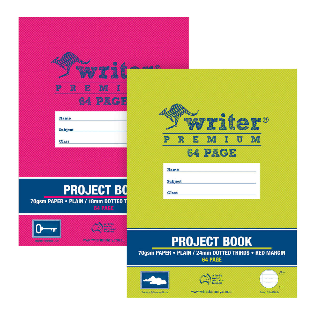 Writer Premium Project A4 Book Plain and Ruled Pages (Dotted Thirds & Red Margin) 64 pages - Zart