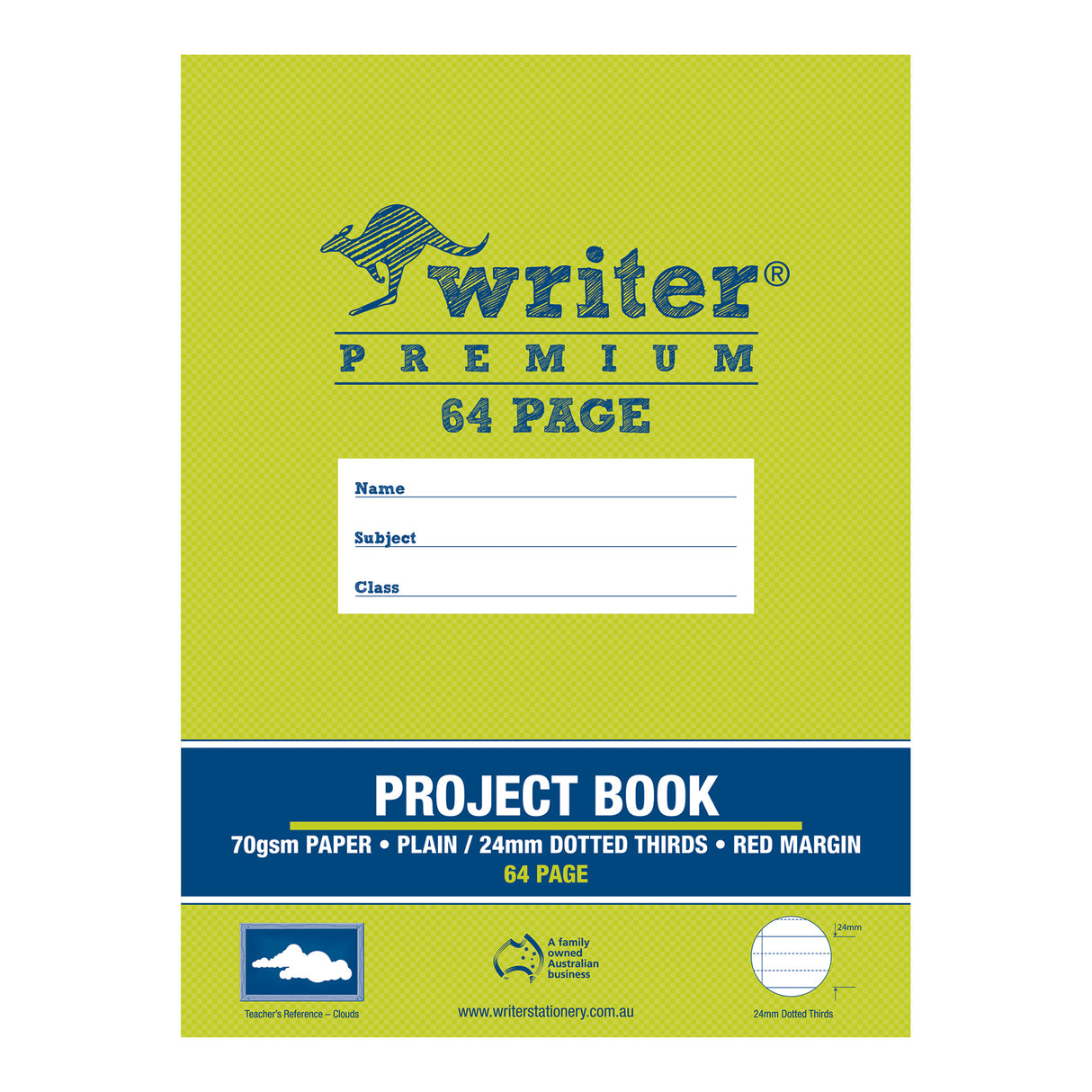 Writer Premium Project A4 Book Plain and Ruled Pages (Dotted Thirds & Red Margin) 64 pages - Zart