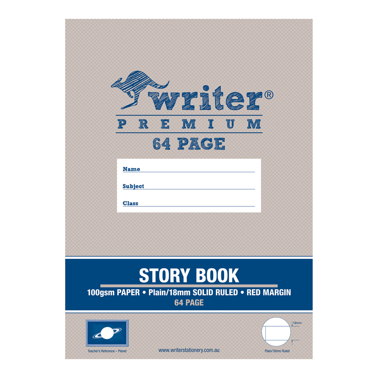 Writer Premium Story Book Plain/18mm Ruled Red Margin 64 pages - Zart