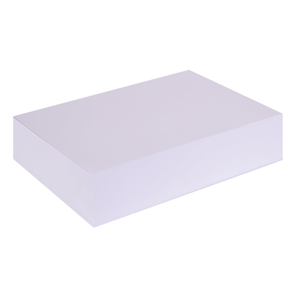 A neat ream of 500 sheets of A4 cover paper in a soft lavender colour, shown as a rectangular stack. The 125gsm paper has a smooth, matte finish and substantial thickness, ideal for cardmaking, invitations, and craft projects requiring quality coloured paper stock.