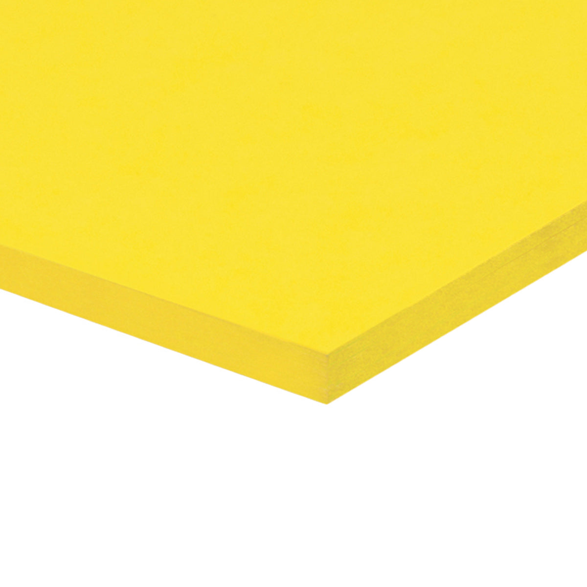 A corner of a stack of bright yellow Zart Cover Paper shown at an angle against a white background. The top sheet has a smooth, even surface, and the layered edge reveals the depth of the pack with its neatly aligned sheets.