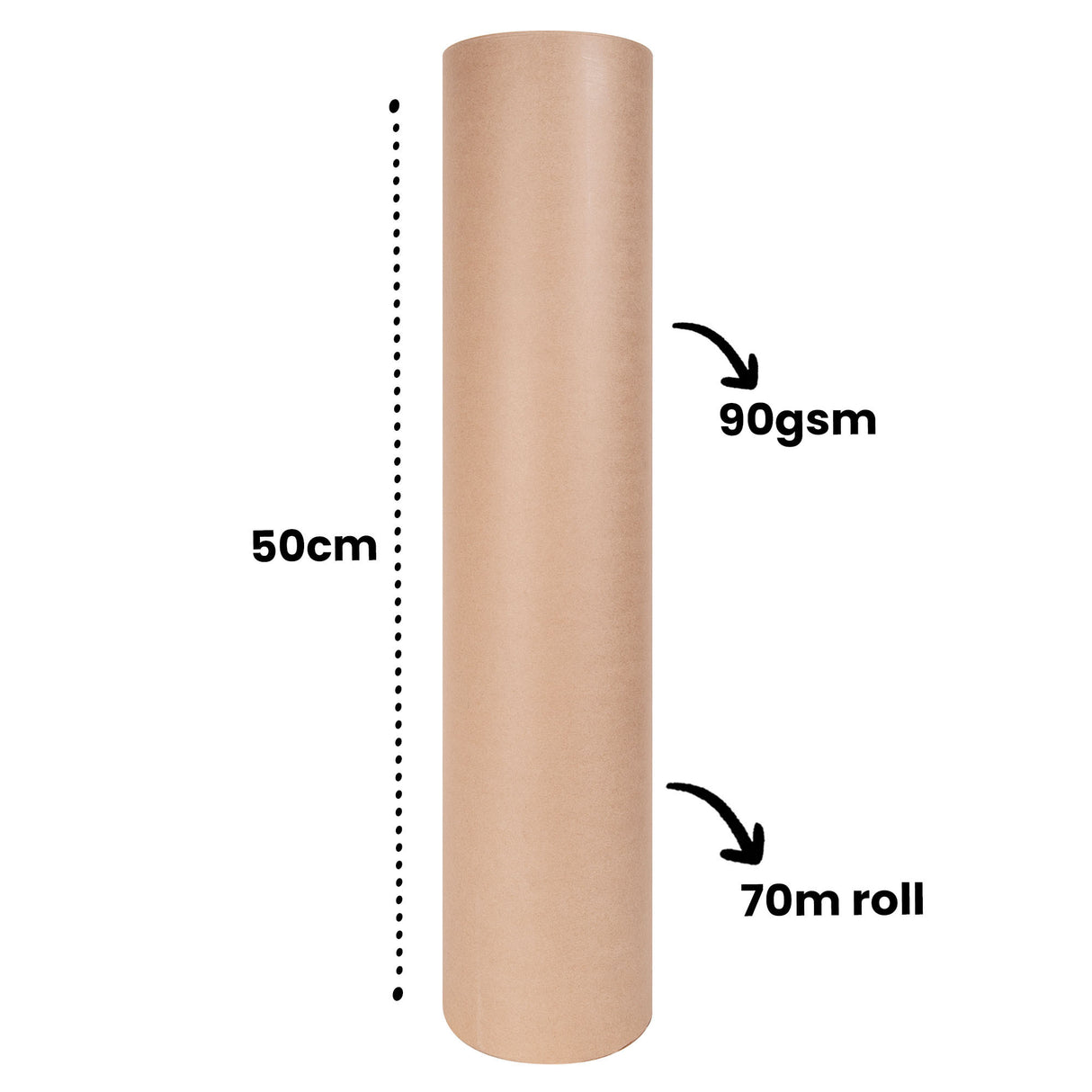 Zart Kraft Paper 90gsm 50 x 70m Roll - Zart