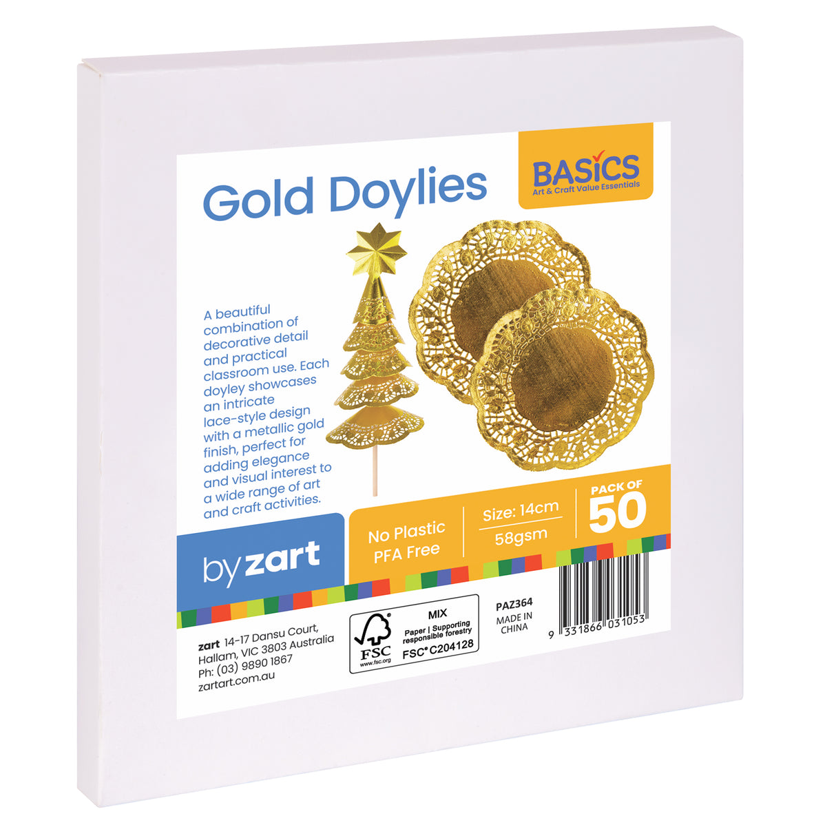 Zart Doylies Gold Pack of 50 - Zart