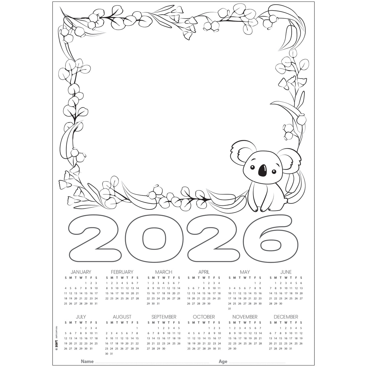 Cardboard Calendar 2026 Blanks A3 Pack of 25 - Zart