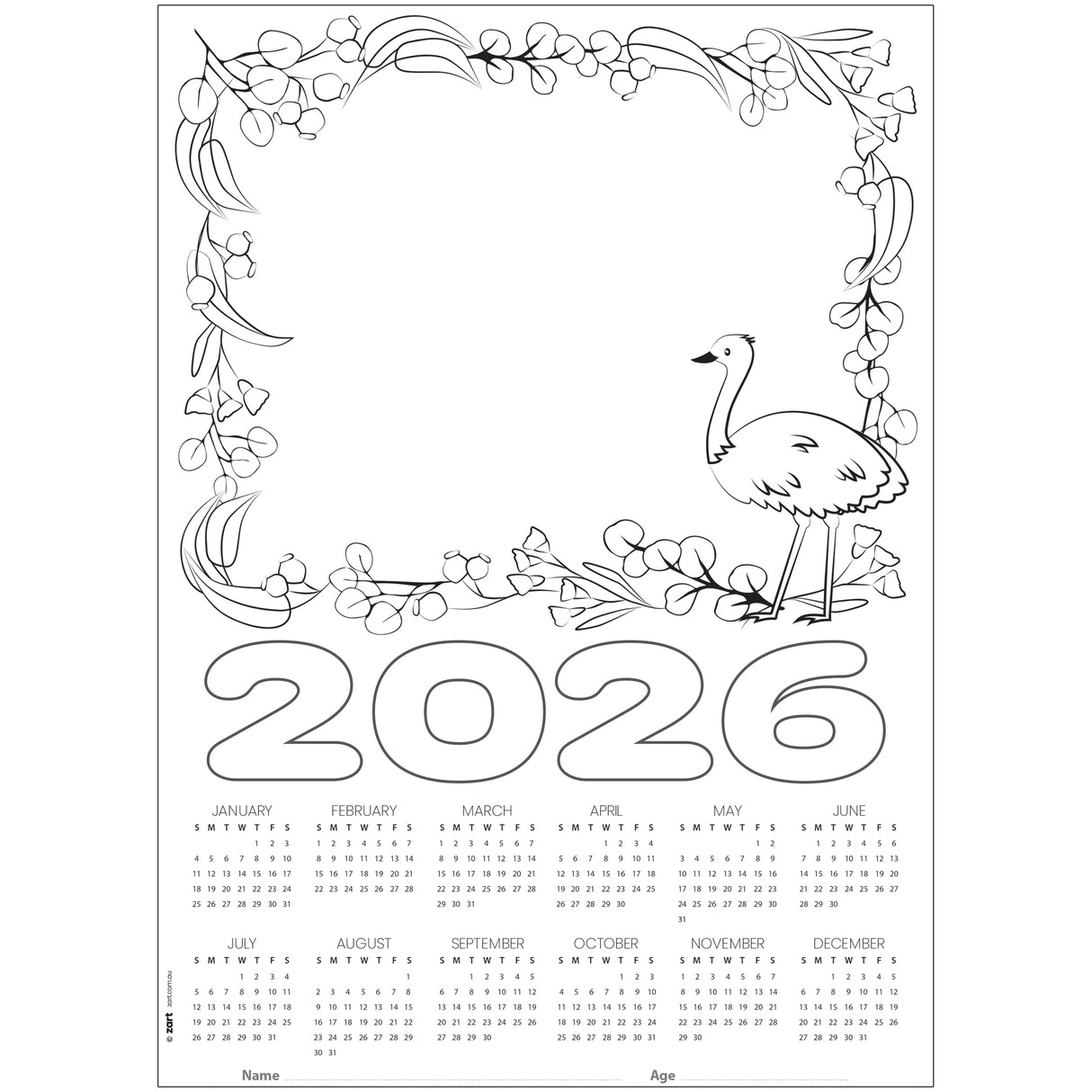 Cardboard Calendar 2026 Blanks A3 Pack of 25 - Zart