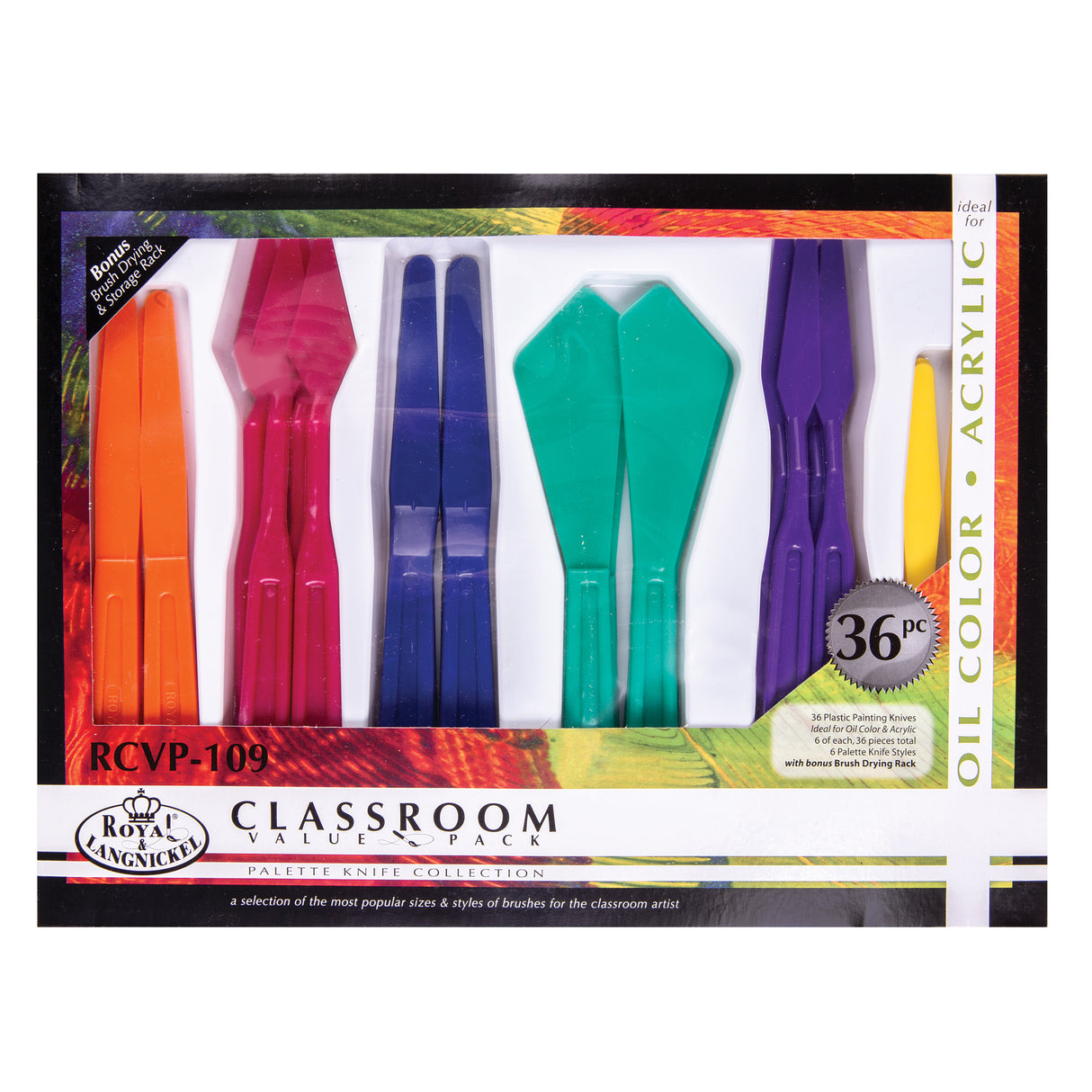 Plastic Coloured Palette Knife Classroom Set of 36 - Zart