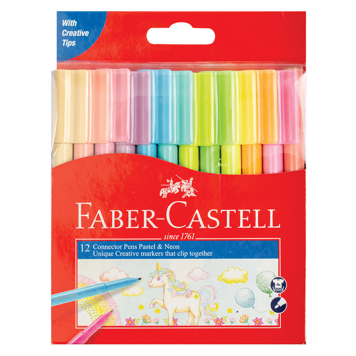 Faber-Castell Connector Pen Pastel and Neon Pack of 12 - Zart