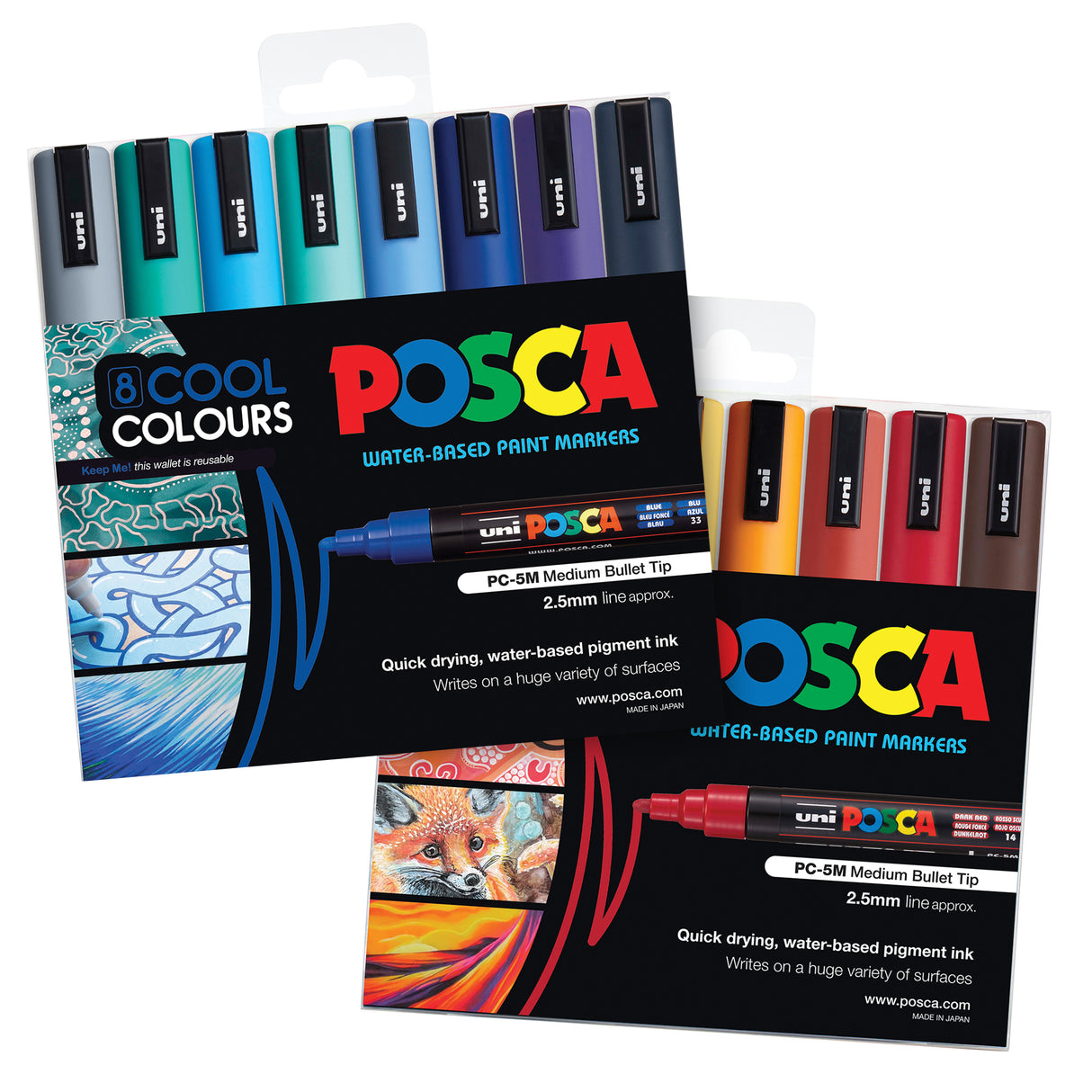 Posca Marker PC-5M Cool & Warm Colour Sets - Zart