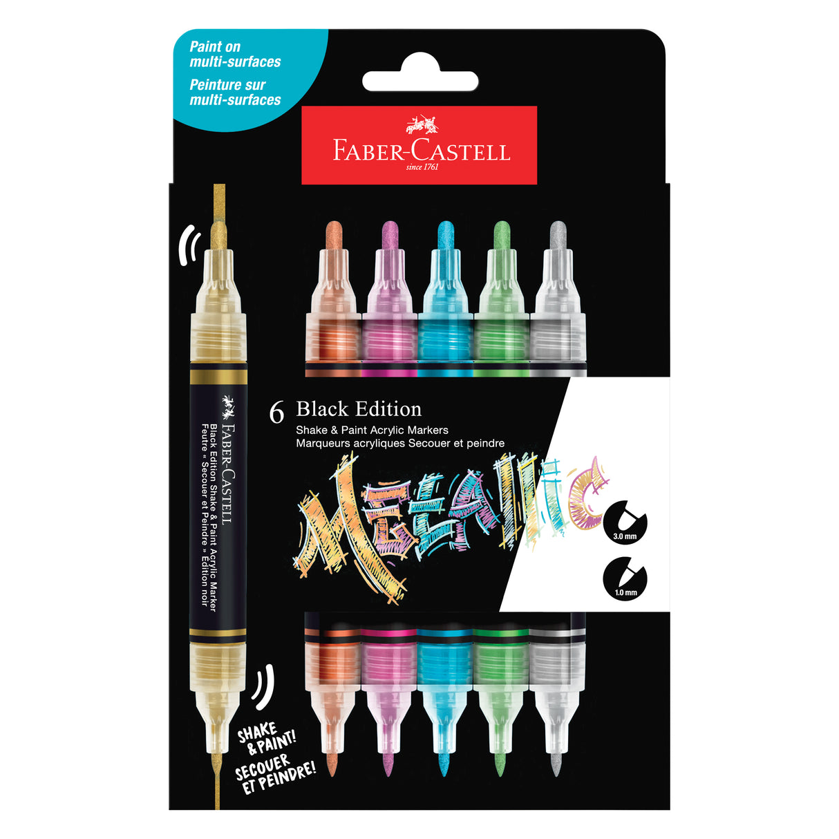 Faber-Castell Black Edition Paint Markers Metallic Pack of 6