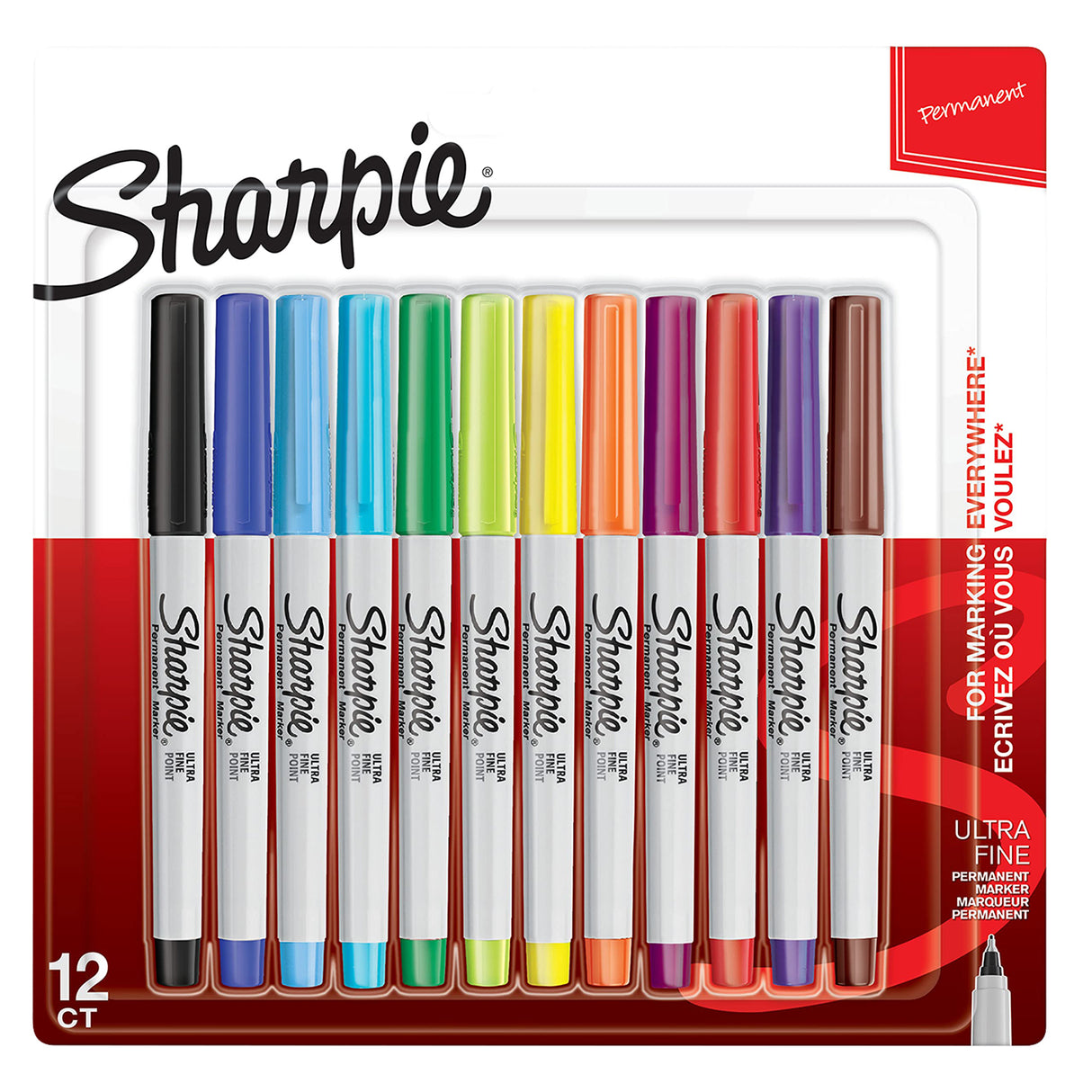 Sharpie Ultra Fine Coloured Pens Pack of 12