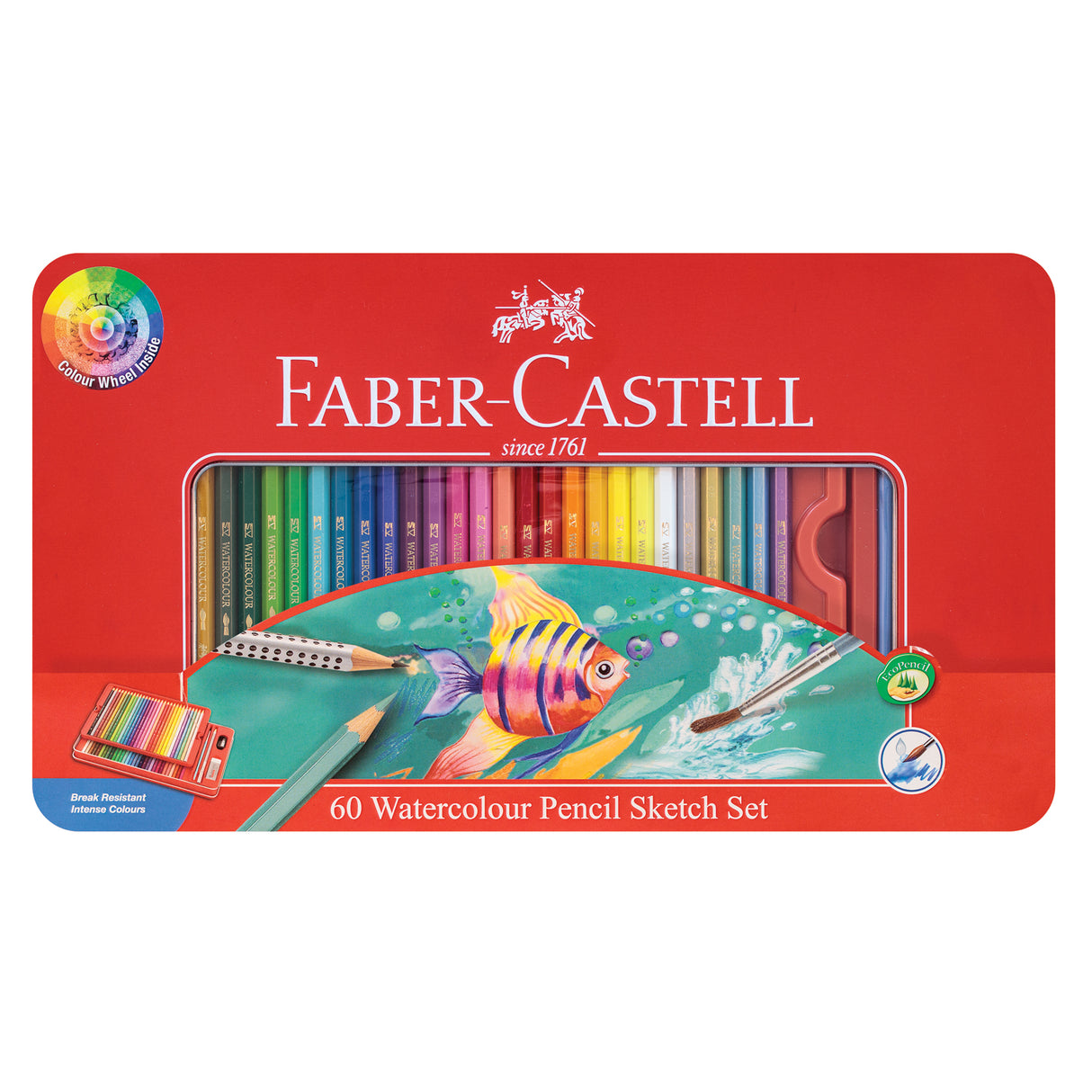 Faber-Castell Watercolour Pencils Sketch Tin Pack of 60 - Zart