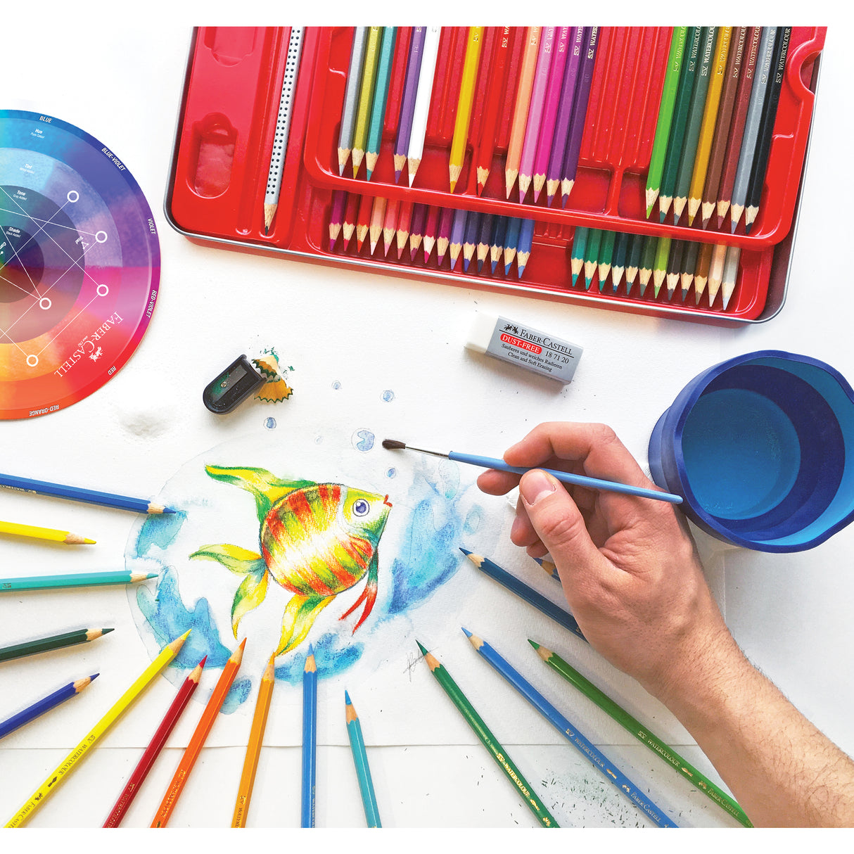 Faber-Castell Watercolour Pencils Sketch Tin Pack of 60 - Zart