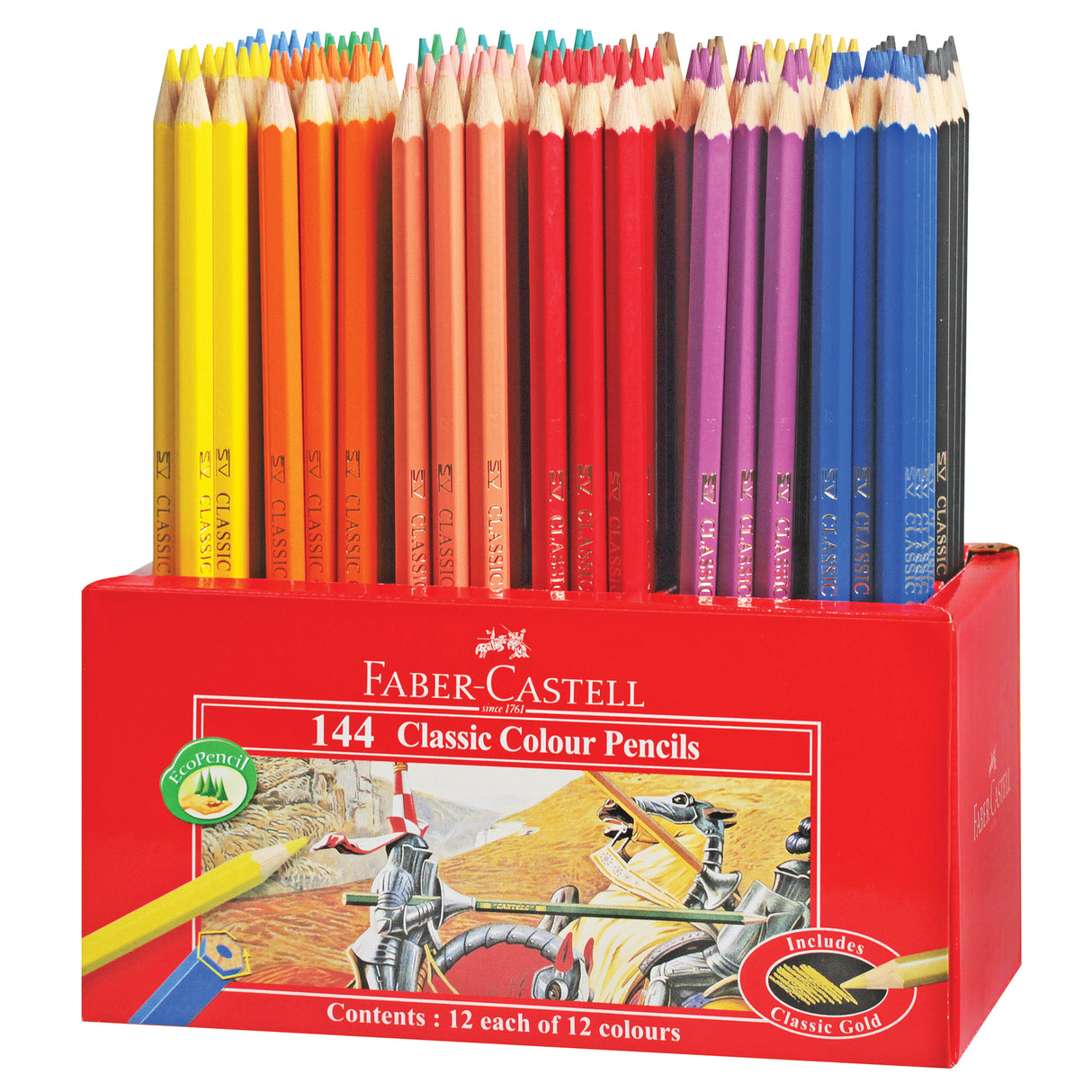 Faber-Castell Classic Colour Pencils 12 Colours Classpack of 144 - Zart